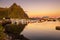 Many yachts anchored at the Marina of Svolvaer on Lofoten islands