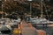 Many Yachts moored in harbor against blue skyline