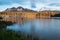 Manzanita Lake in Lassen Volcanic National Park with reflection of mountains and blue sky in the water Lassen Peak