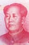 Mao Zedong on 100 chinese yuan banknote. Chinese currency on macro.