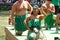 Maori Performers on a canoe float at the Polynesian Cultural Center