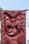 Maori sculpture on totem pole in Polynesian Cultural Center in Laie, Oahu, Hawaii, USA