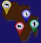 Map of Africa with animals map points