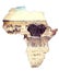 Map of africa continent concept, safari on waterhole with elephants