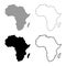 Map of Africa icon set grey black color