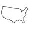 Map of America United Stated USA contour outline icon black color vector illustration flat style image