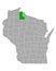 Map of Ashland in Wisconsin