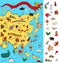 Map of Asia: Big Visual Game. Locate isolated items on a map.