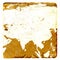 Map of Asia continent blank in old style. Russia, China, India, Thailand. Brown graphics in a retro mode on ancient and damaged p