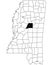 Map of attala County in Mississippi state on white background. single County map highlighted by black colour on Mississippi map.