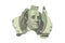 map of australia on a american dollar money texture on the white background. finance concept
