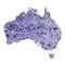 Map of Australia with lilac texture of paint with dark lilac and light lilac spots.