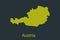 Map of Austria, striped map in a black strip on a yellow background for coronavirus infographics and quarantine area