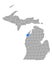 Map of Benzie in Michigan