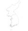 Map black outline North and South Korea