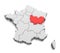 Map of Bourgogne-Franche-Comte region, France