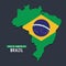 Map of Braziil. Map of South America. Political map of Brazil with flag.