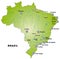 Map of Brazil with football stadiums in green