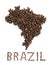 Map of Brazil made of roasted coffee beans