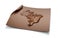 Map Of Brazil Old Style Brown On Unrolled Map Paper Sheet On White Background, 3d illustration