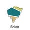 Map of Brilon design illustration, vector symbol, sign, outline, World Map International vector template on white background