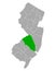 Map of Burlington in New Jersey