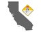 Map of California and earthquake warning