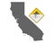 Map of California and earthquake warning