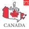 Map of Canada color line icon, country and geography, canada map flag sign vector graphics, editable stroke filled