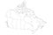 Map of Canada divided into 10 provinces and 3 territories. Administrative regions of Canada. Blank white map with black