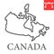 Map of Canada line icon, country and geography, canada map sign vector graphics, editable stroke linear icon, eps 10.