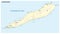 Map of Cayman Brac, an island in the Cayman Islands, UK