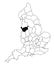 Map of Cheshire County in England on white background. single County map highlighted by black colour on England administrative map