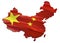 Map on China with Taiwan waving Flag. 3D rendering China map and waving flag on Asia map. The national symbol of China. China flag