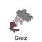 Map city of Greiz illustration design template, geometric colorful modern design