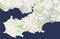 Map of the city of Swansea, Glamorgan, West Glamorgan, Wales, UK
