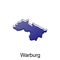 Map City of Warburg, World Map International vector template with outline illustration design