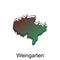 Map City of Weingarten, World Map International vector template with outline illustration design