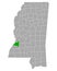 Map of Claiborne in Mississippi