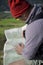 Map and compass orienteering outdoors