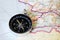 Map with compass. Simple navigation tools to orient in the world.