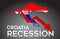 Map of Croatia Recession Economic Crisis Creative Concept with Economic Crash Arrow
