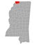 Map of DeSoto in Mississippi