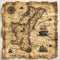 Map detailing a treasure hunt in an illustrated pirate world