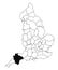 Map of Devon County in England on white background. single County map highlighted by black colour on England administrative map..