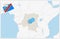 Map of DR Congo with a pinned blue pin. Pinned flag of DR Congo