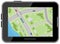 Map with driving directions. Top view. Black digital tablet. Car Navigation
