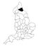 Map of Durham County in England on white background. single County map highlighted by black colour on England administrative map