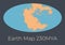 Map of the Earth 230MYA. Vector illustration of Earth map with orange continents and blue oceans isolated on dark grey