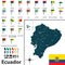 Map of Ecuador with flags